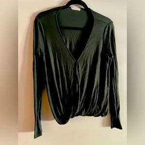 Lush green crossover pullover shirt